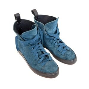 FEIT Handsewn $895 High Blue Suede Leather High Top Sz‎ 36 Rubber Shoes